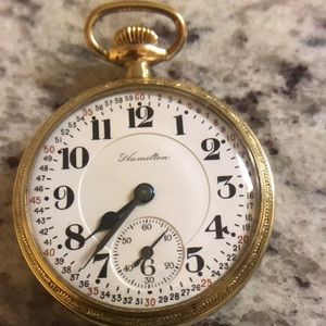 Beautiful 93Yr. Old Antique Hamilton HighGrade Railroad Approved Pocket Watch